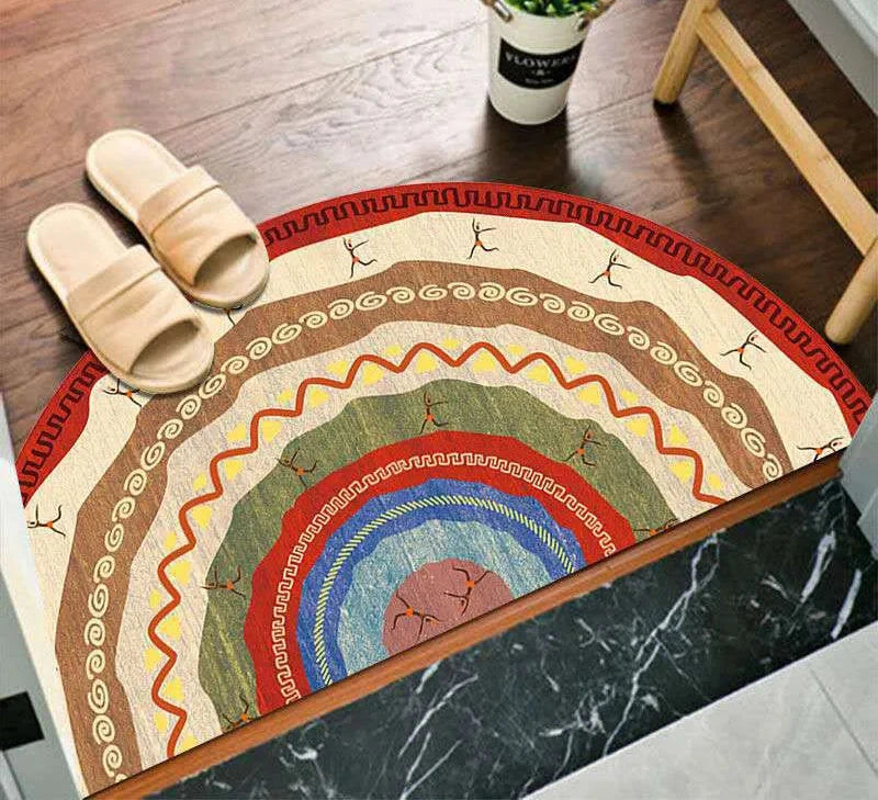 Bohemian Half Moon Doormat with Non-Slip Back