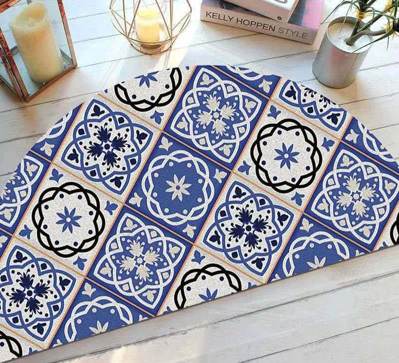 Bohemian Half Moon Doormat with Non-Slip Back