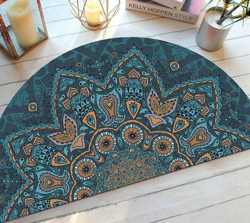 Bohemian Half Moon Doormat with Non-Slip Back