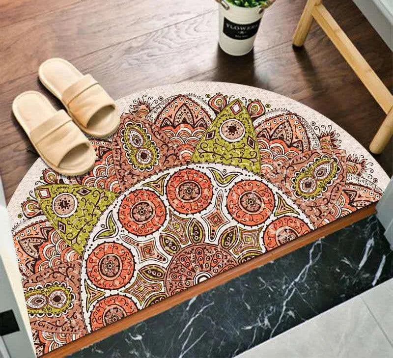 Bohemian Half Moon Doormat with Non-Slip Back