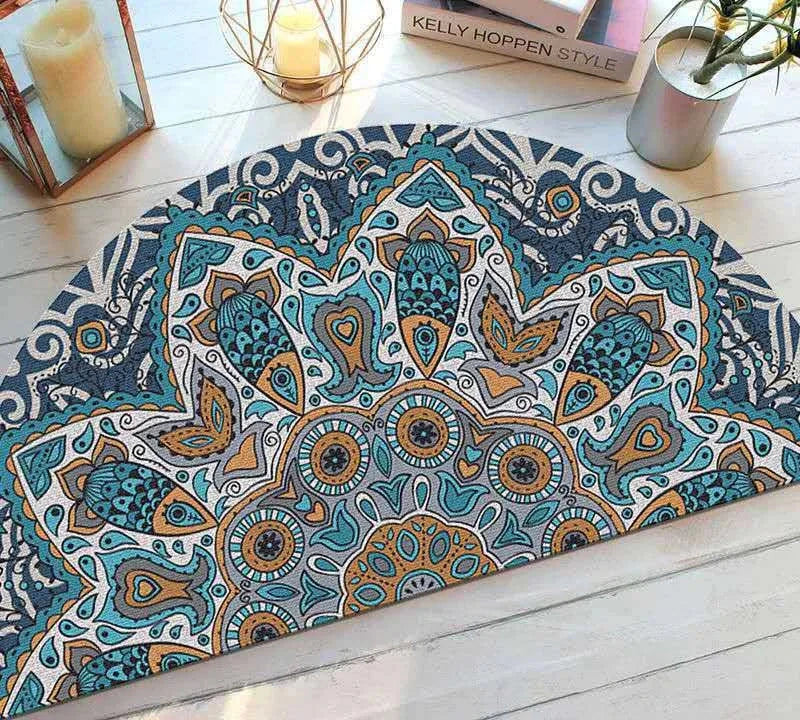 Bohemian Half Moon Doormat with Non-Slip Back