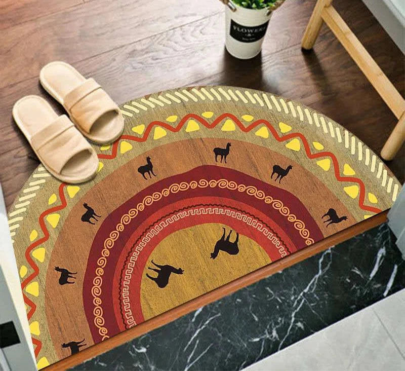 Bohemian Half Moon Doormat with Non-Slip Back