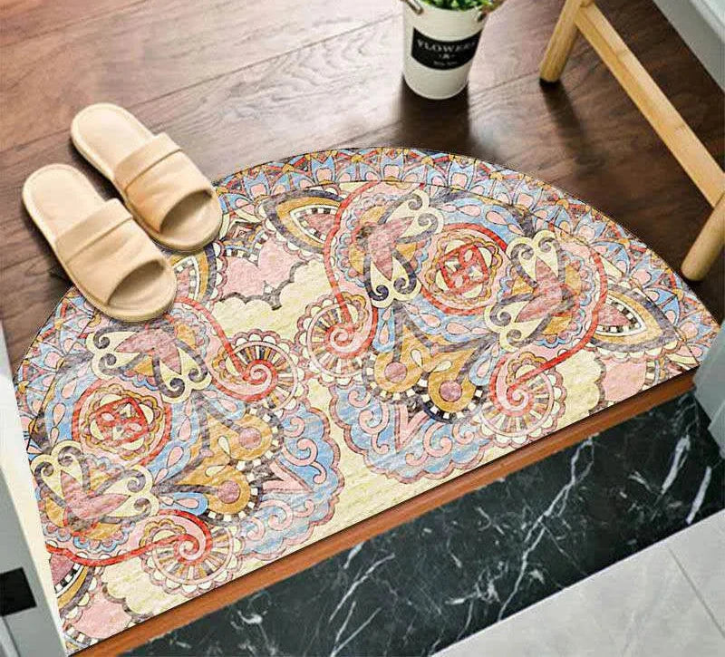 Bohemian Half Moon Doormat with Non-Slip Back