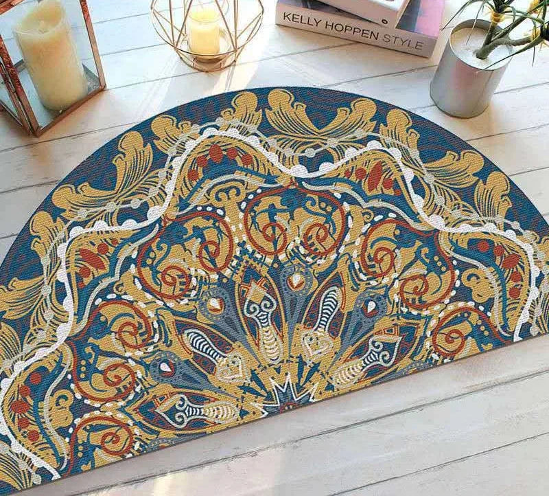Bohemian Half Moon Doormat with Non-Slip Back