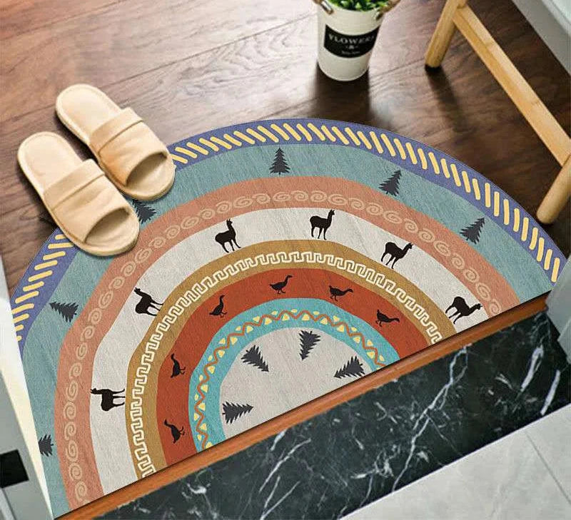 Bohemian Half Moon Doormat with Non-Slip Back
