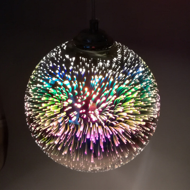 Colorful 3D Glass Pendant with Firework Glow