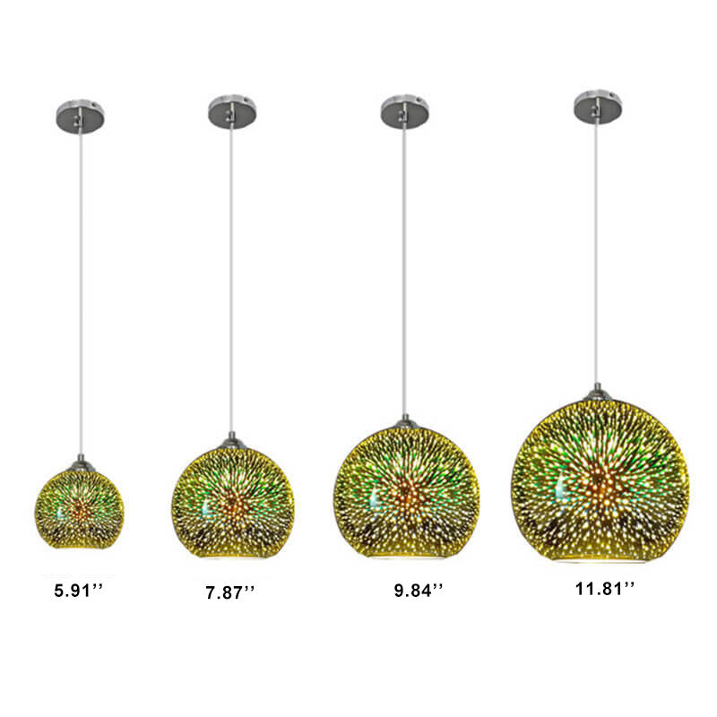 Colorful 3D Glass Pendant with Firework Glow