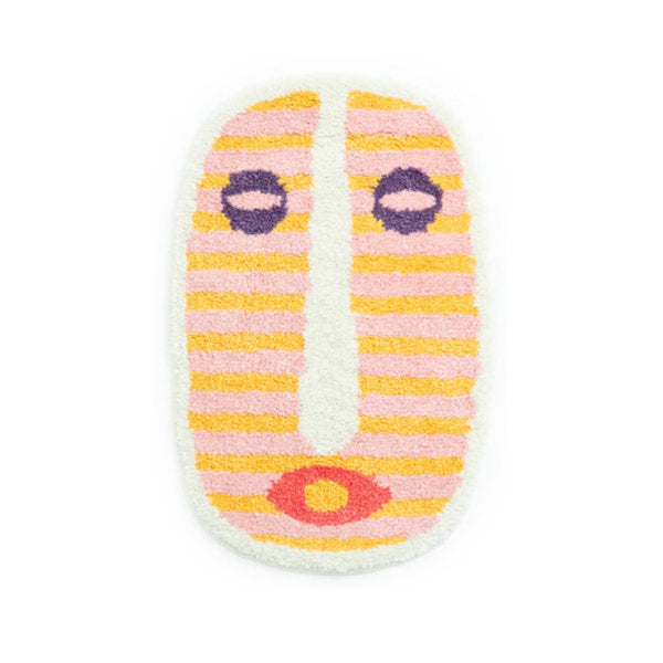 Colorful Abstract Face Bath Mat with Tufting