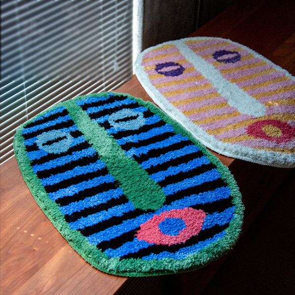 Colorful Abstract Face Bath Mat with Tufting