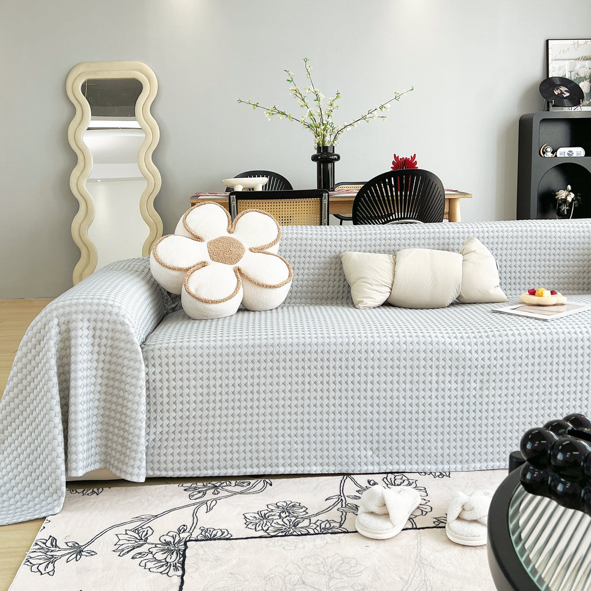 Cooling Textured Sofa Cover with Soft Drape