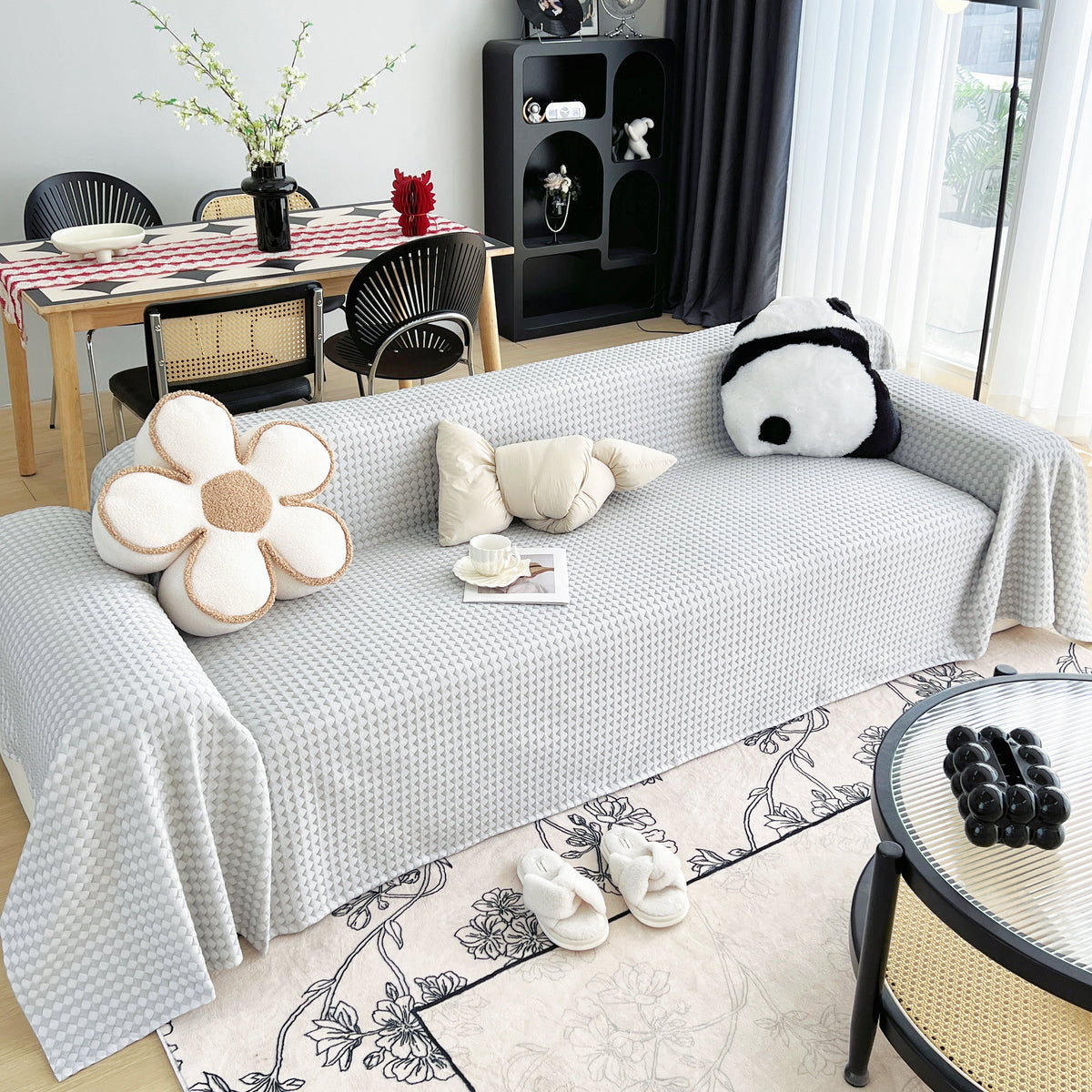 Cooling Textured Sofa Cover with Soft Drape