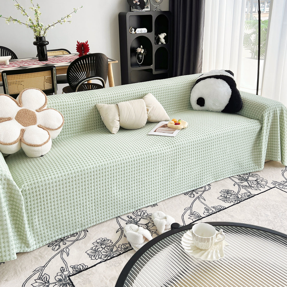 Cooling Textured Sofa Cover with Soft Drape