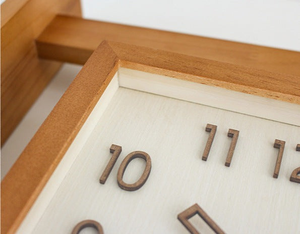Dual Sided Wood Wall Clock with Corner Mount