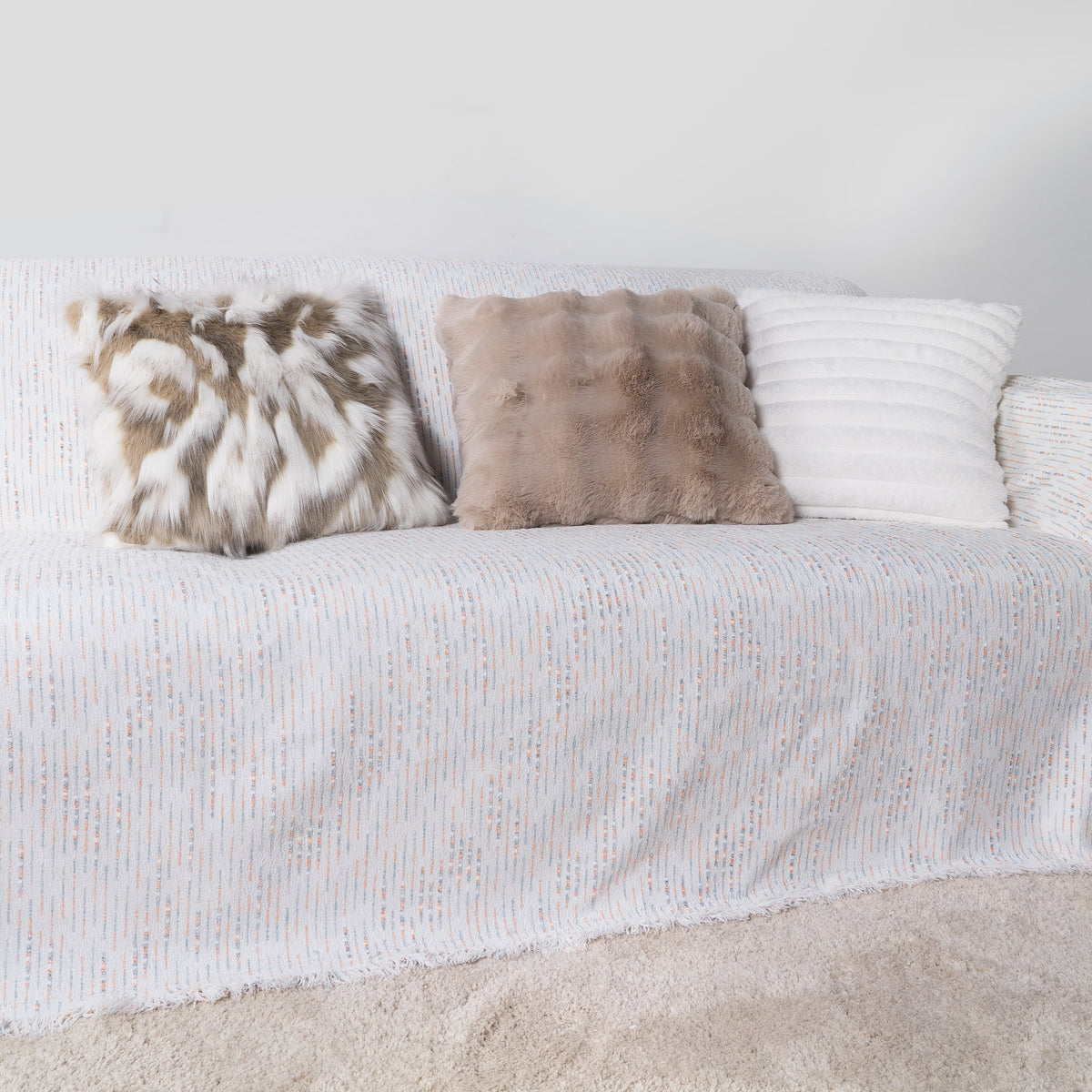 Faux Fur Pillow Cover Set with Cozy Textures