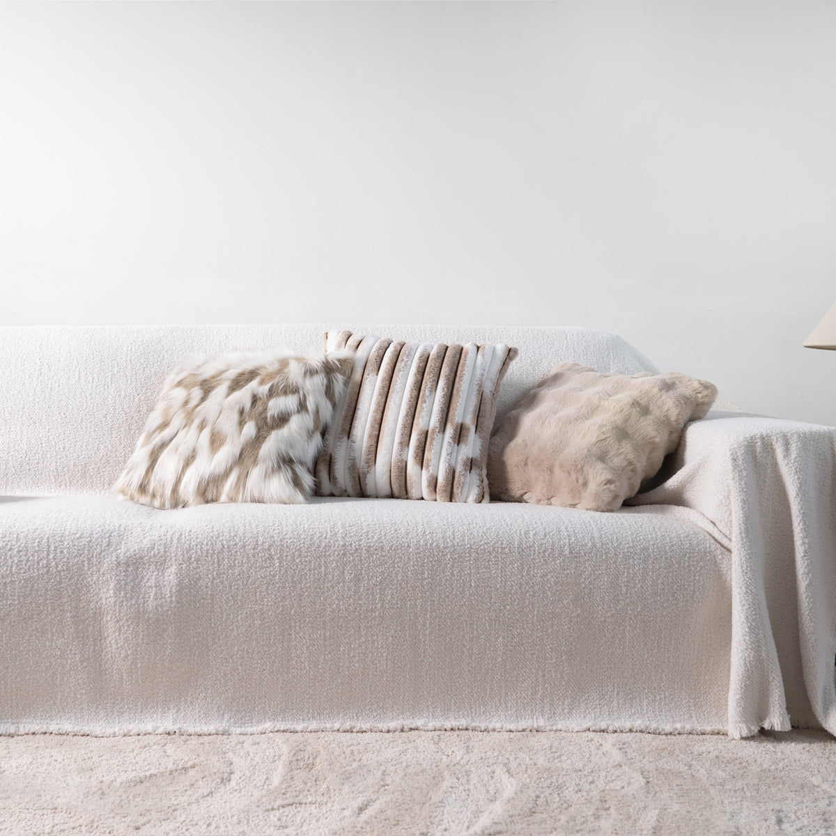 Faux Fur Pillow Cover Set with Cozy Textures