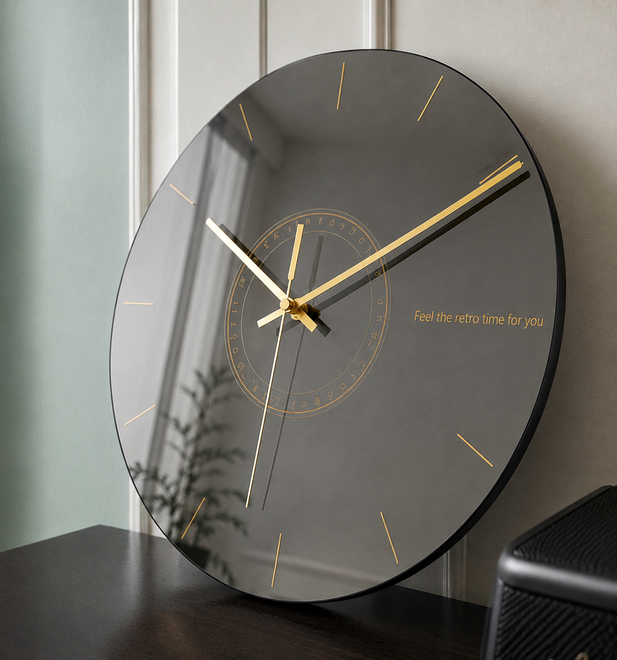 Modern Glass Wall Clock with Abstract Design