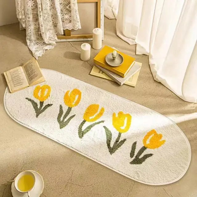 Floral Tulip Runner Rug with Non-Slip Back