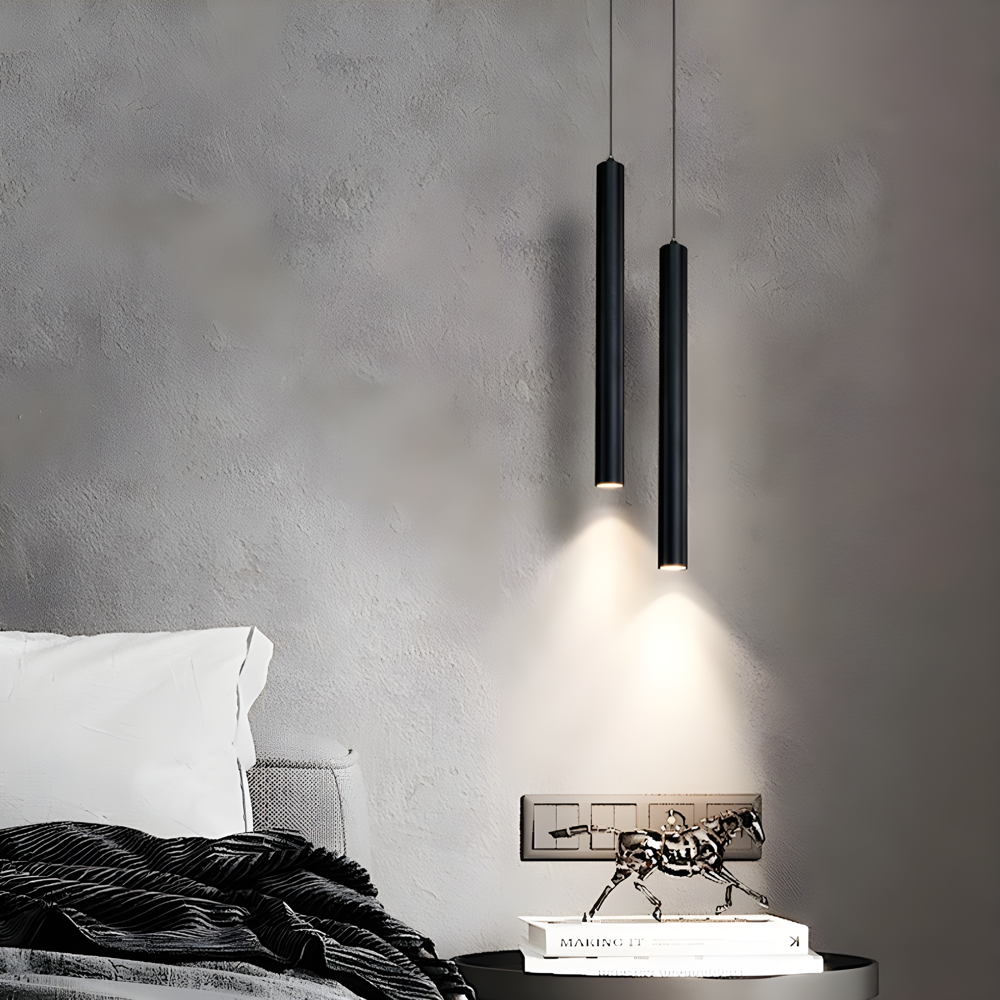 Modern Dual LED Pendant with Slim Cylinders