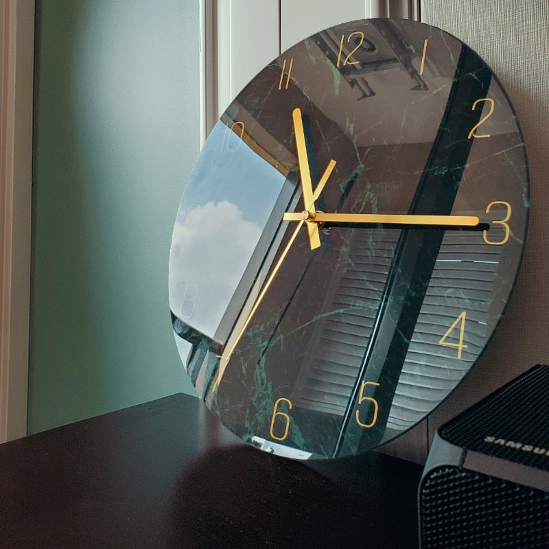 Modern Glass Wall Clock with Abstract Design