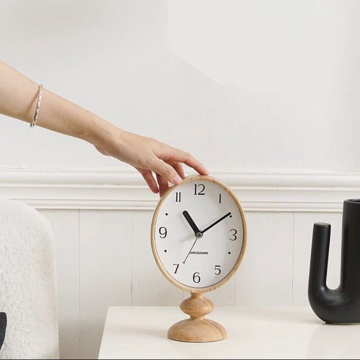 Nordic Retro Wood Pedestal Clock Vintage