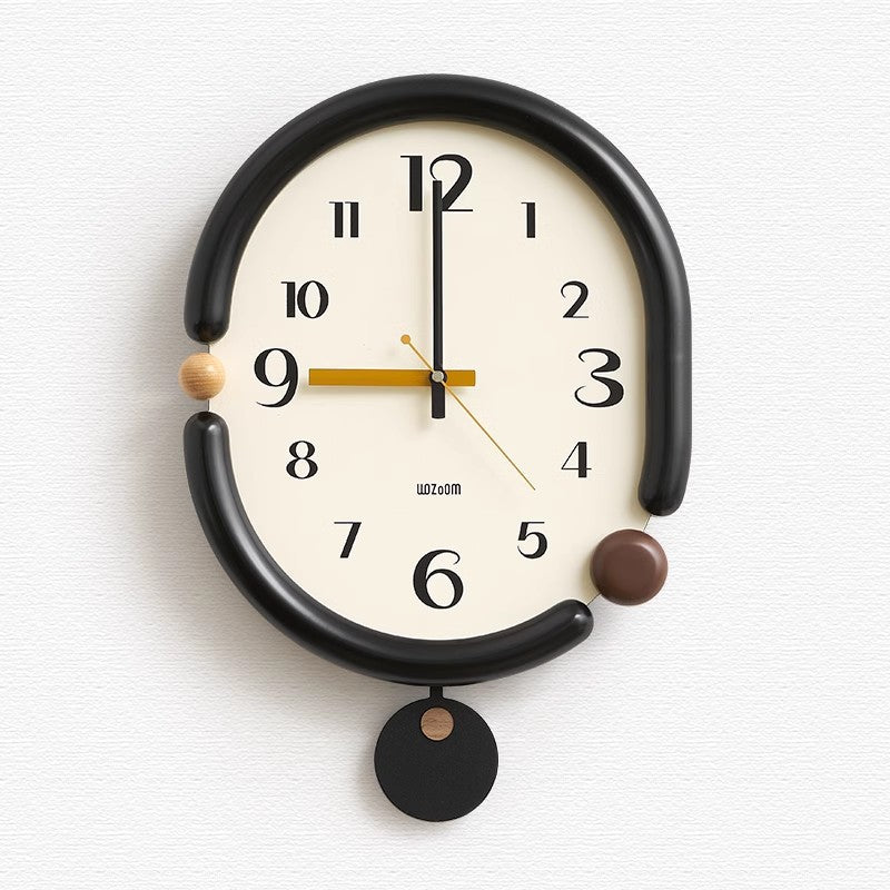 Scandinavian Open Ring Wall Clock with Pendulum