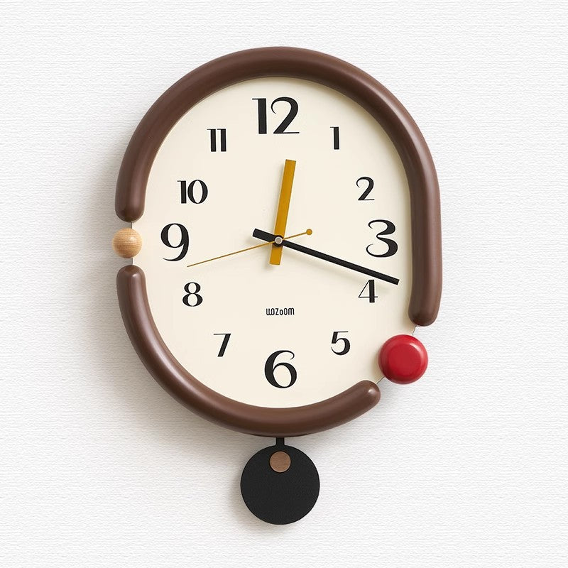 Scandinavian Open Ring Wall Clock with Pendulum
