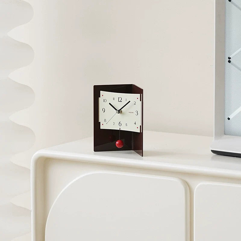 Acrylic Silent Desk Clock with Storage Tray