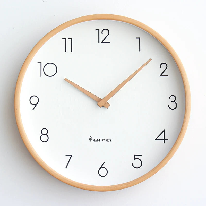 Nordic Solid Wood Wall Clock Round Design