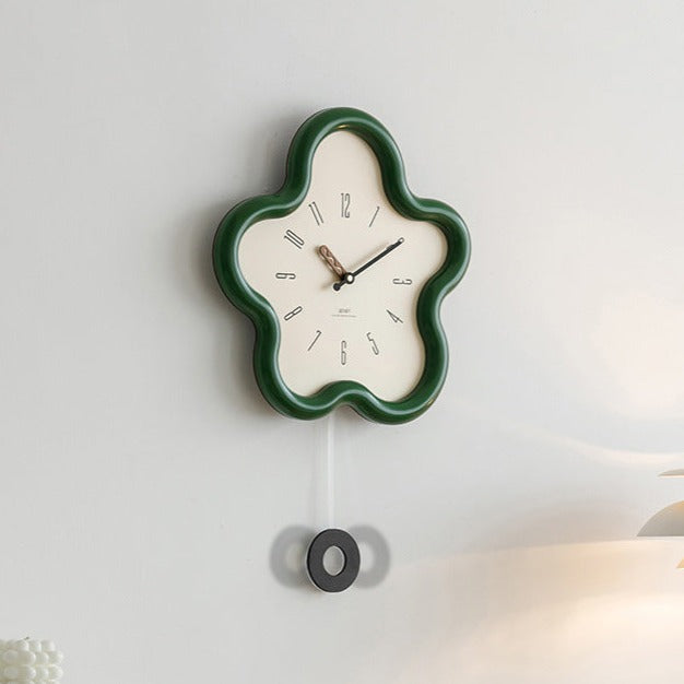 Cute Flower Pendulum Wall Clock Silent