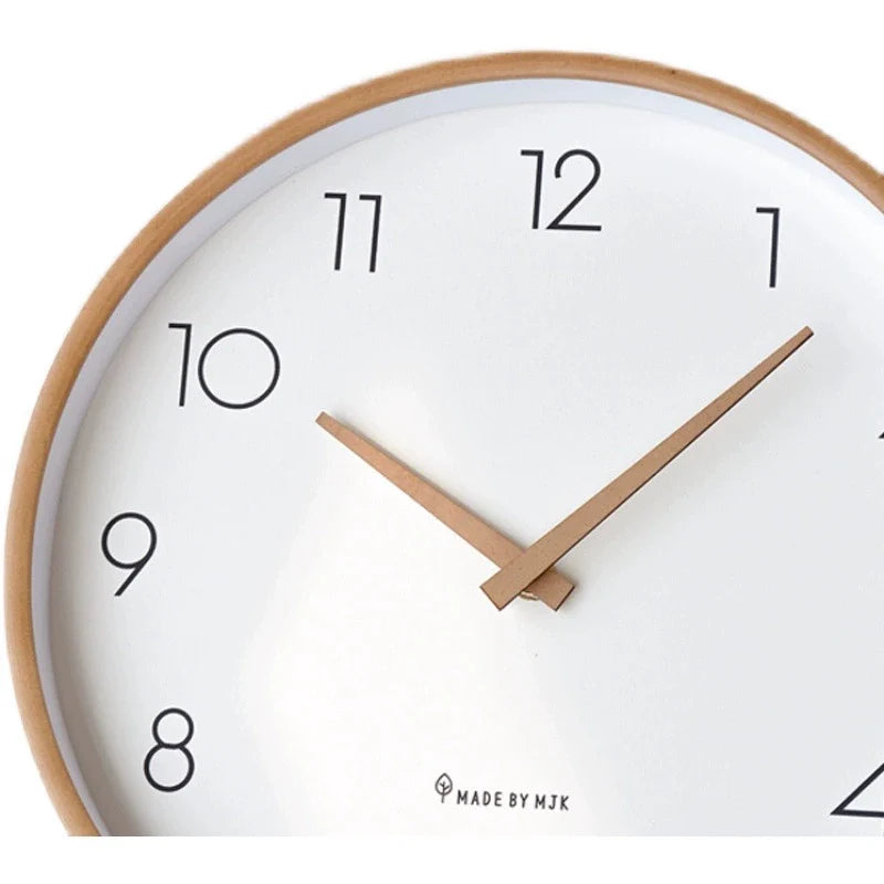 Nordic Solid Wood Wall Clock Round Design