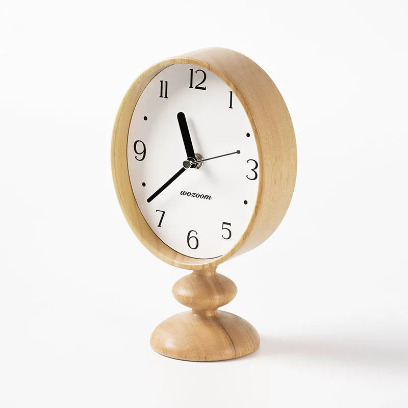 Nordic Retro Wood Pedestal Clock Vintage