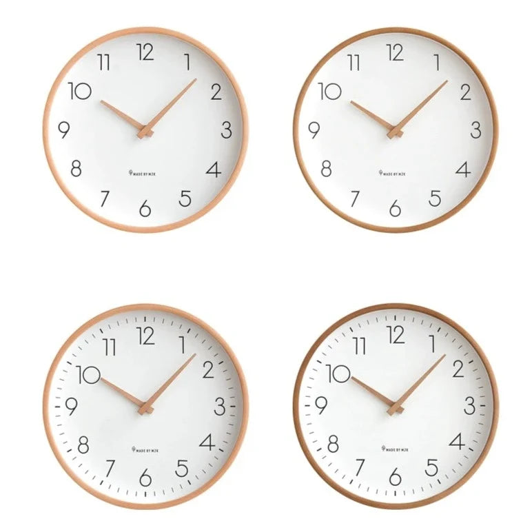 Nordic Solid Wood Wall Clock Round Design