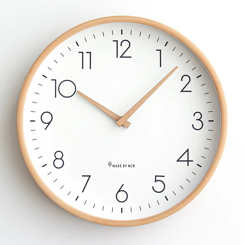 Nordic Solid Wood Wall Clock Round Design