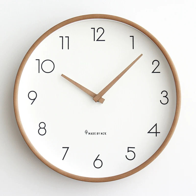 Nordic Solid Wood Wall Clock Round Design