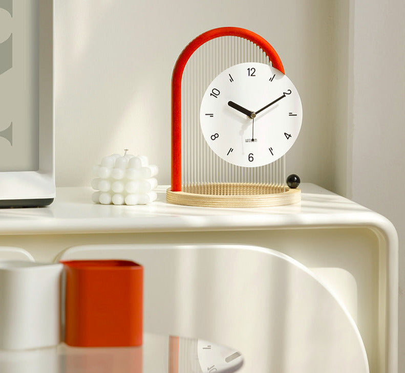 Modern Sculptural Arch Table Clock Silent