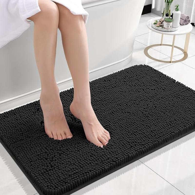 Plush Chenille Bath Mat with Non-Slip Back