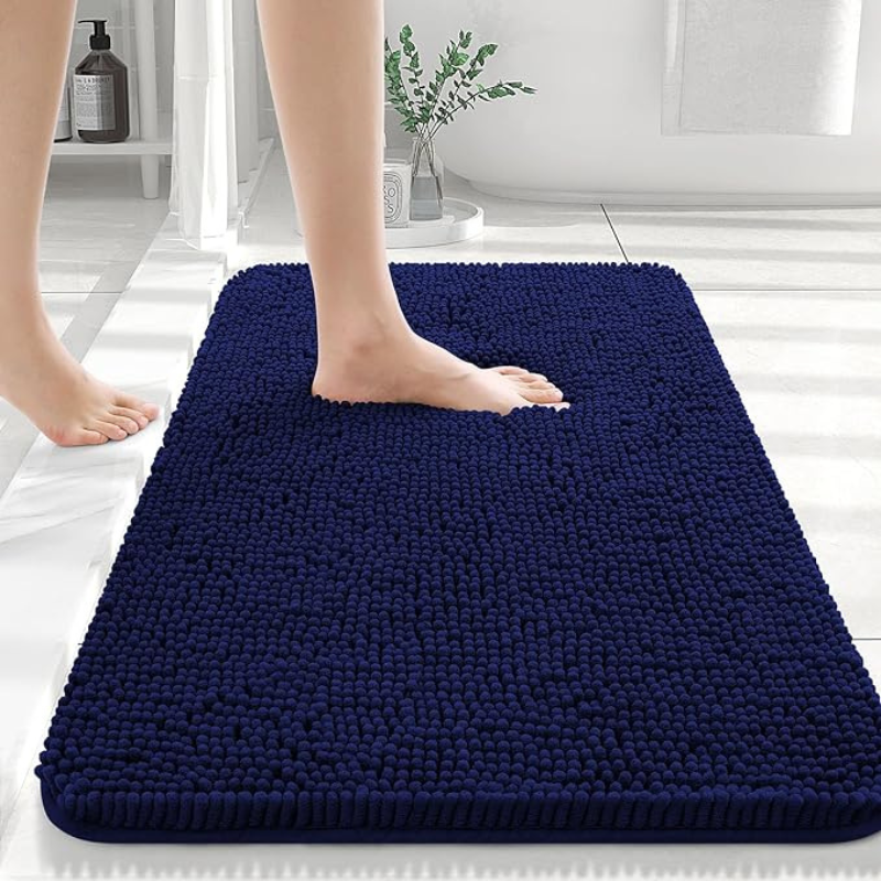 Plush Chenille Bath Mat with Non-Slip Back