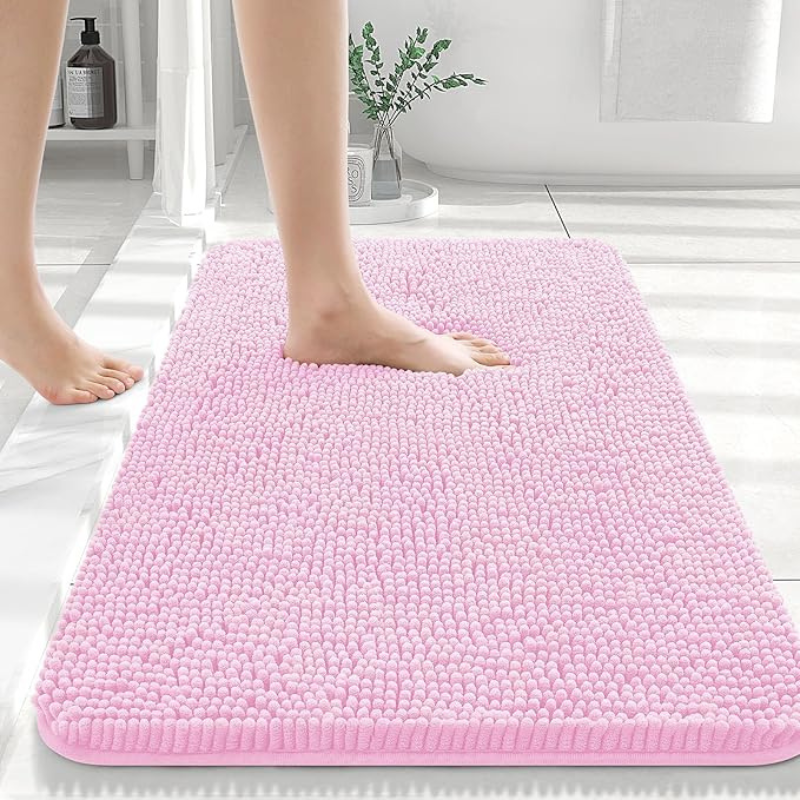 Plush Chenille Bath Mat with Non-Slip Back