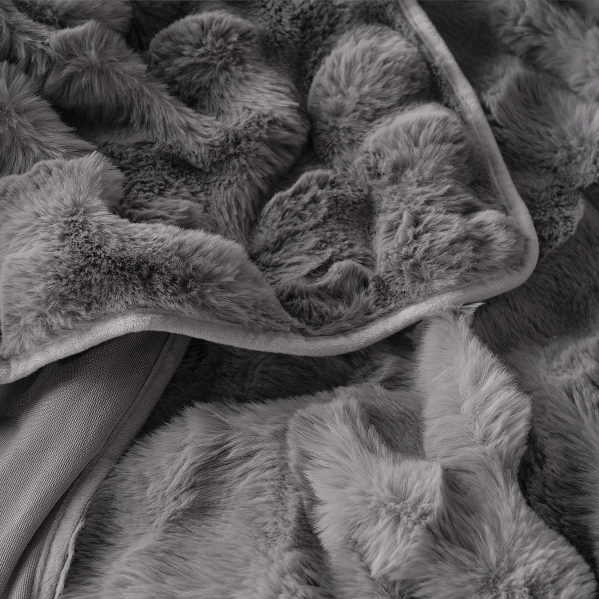 Plush Faux Fur Sofa Cover with Ribbed Texture