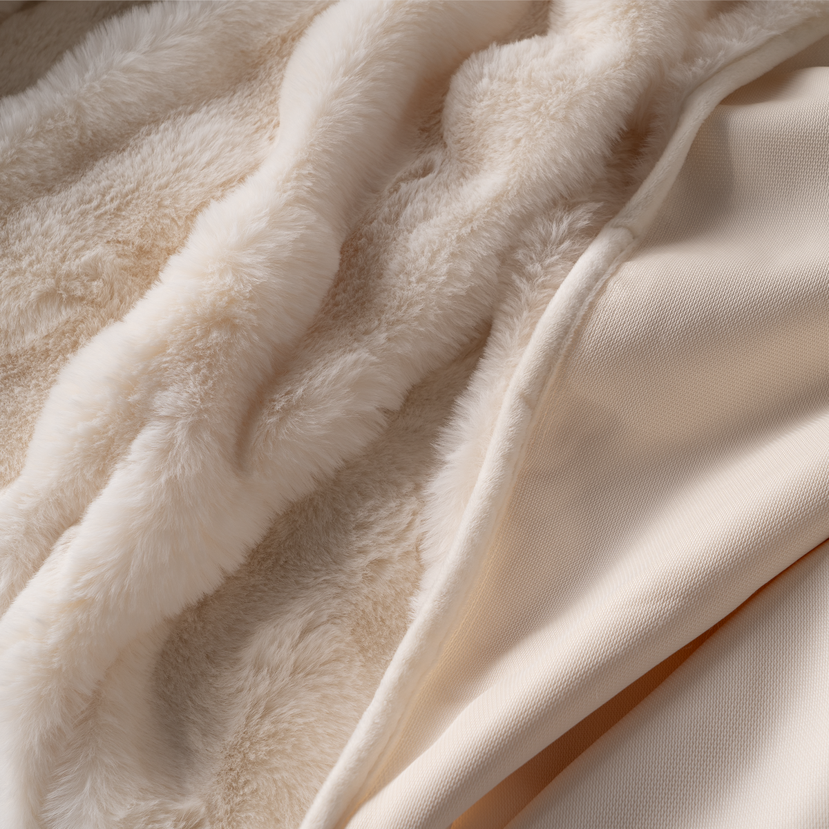 Plush Faux Fur Sofa Cover with Ribbed Texture