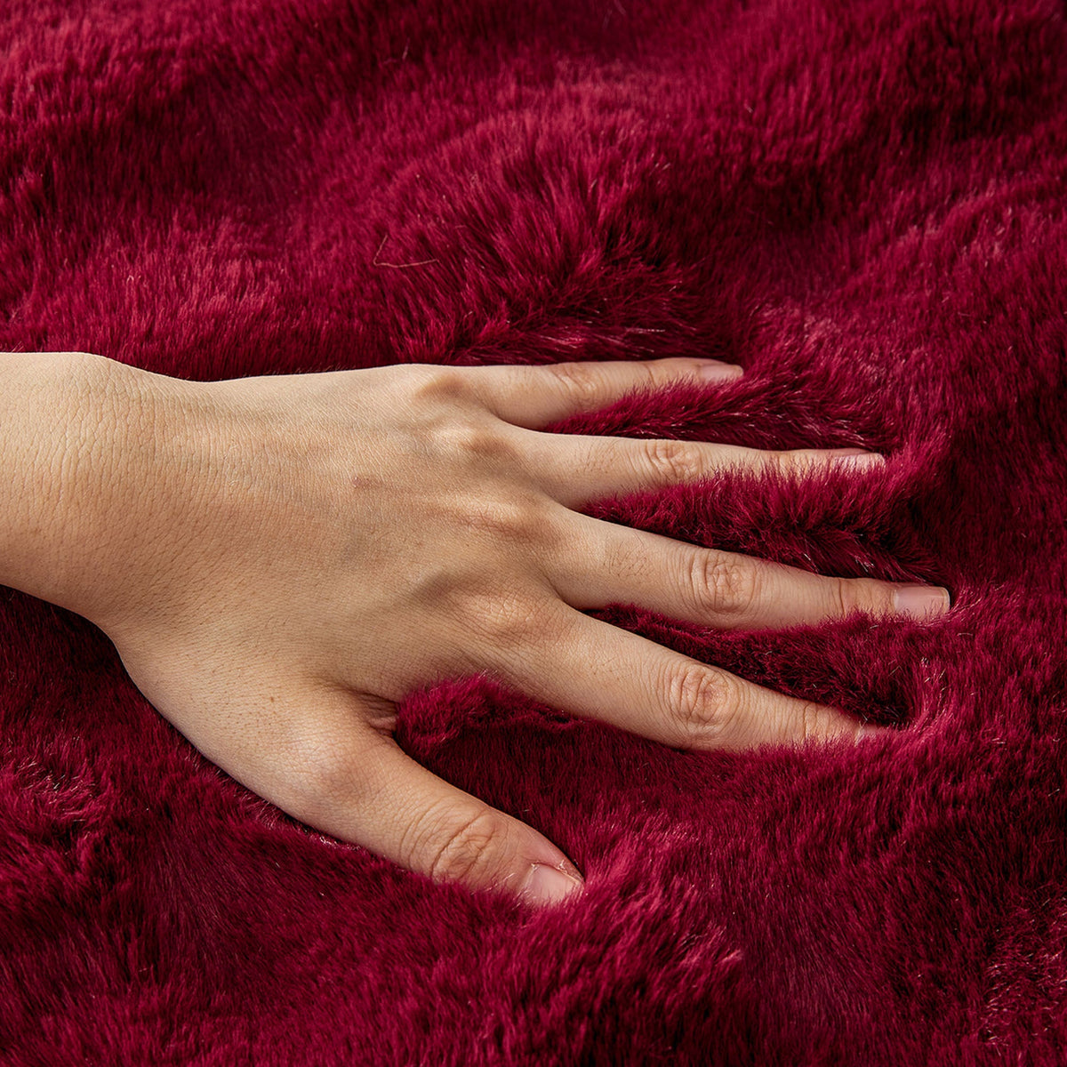 Plush Faux Fur Sofa Cover with Ripple Texture