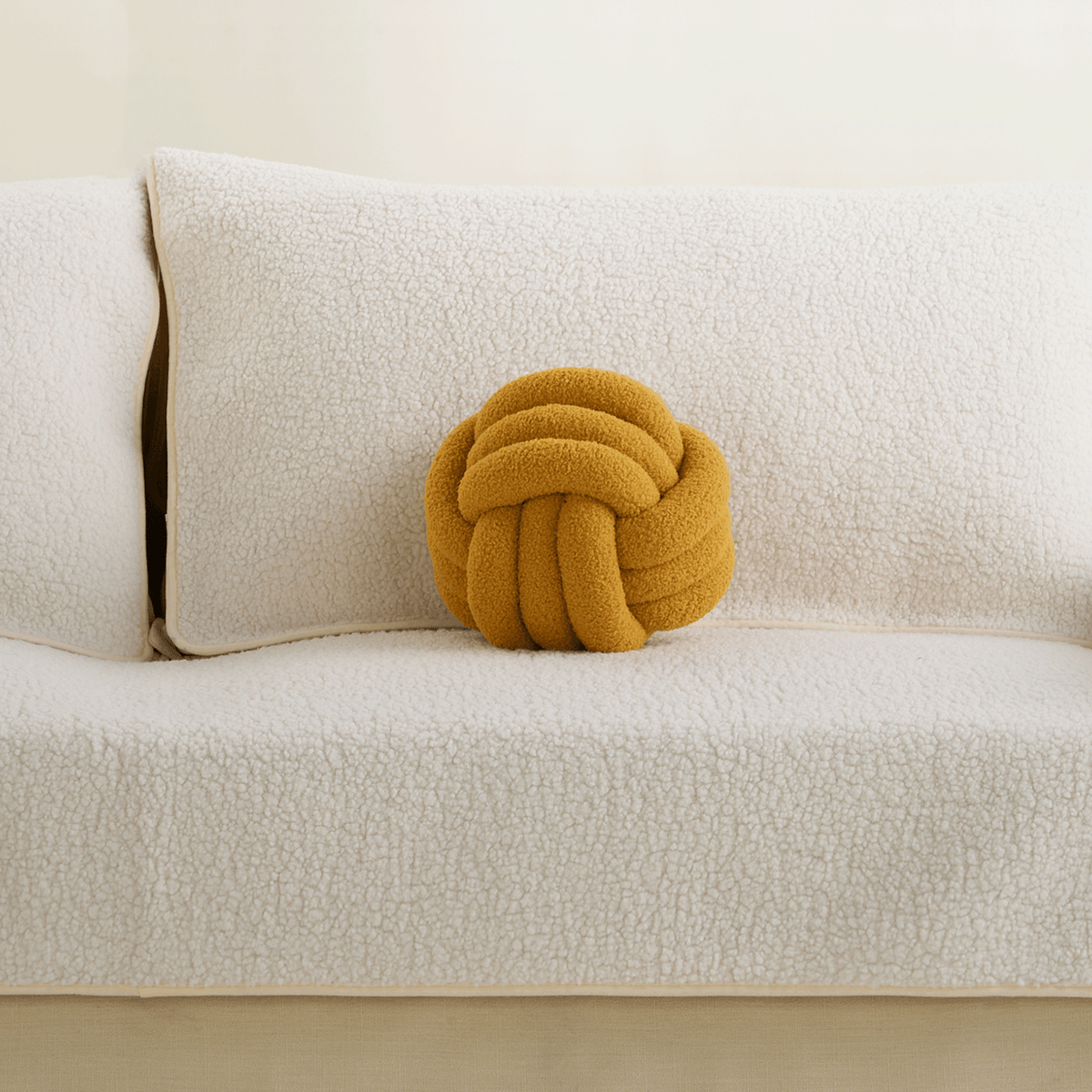 Plush Knot Ball Pillow with Berber Texture