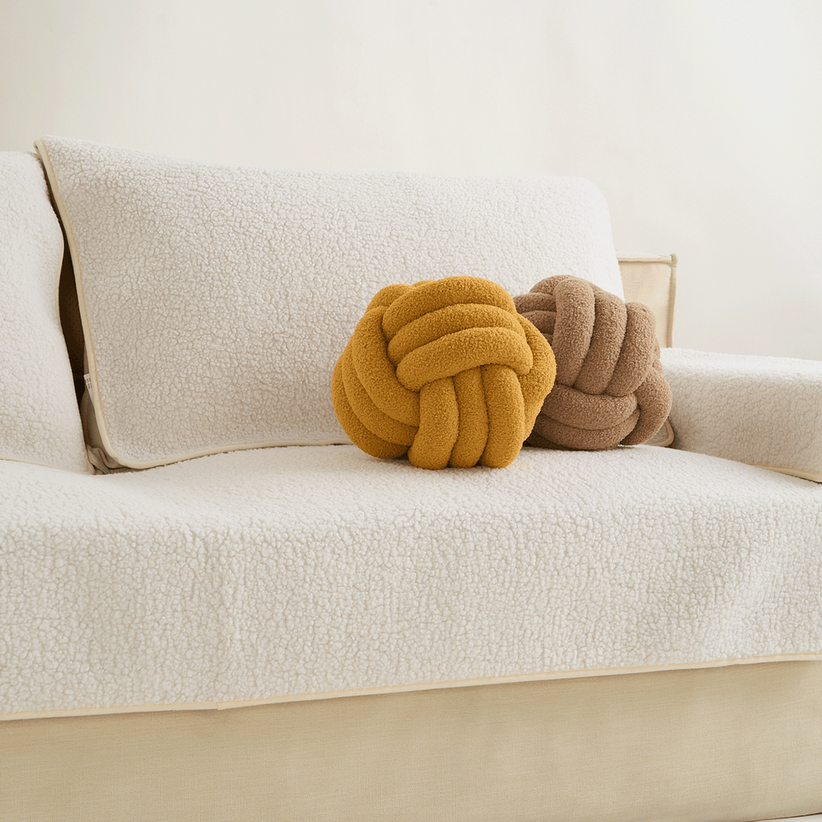Plush Knot Ball Pillow with Berber Texture