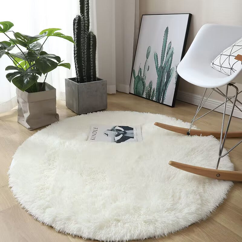Plush Round Shag Rug with Non-Slip Backing