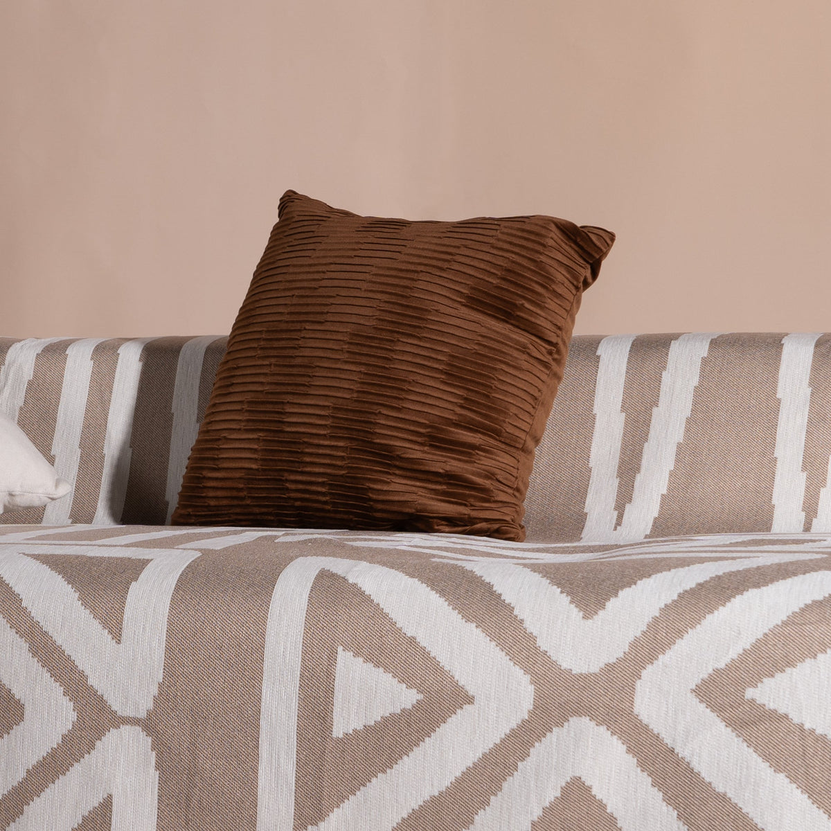 Plush Textured Pillow Cover with Grid Design