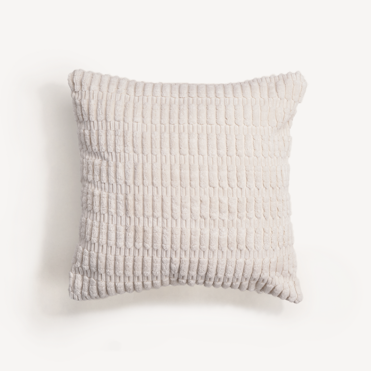 Plush Textured Pillow Cover with Grid Design