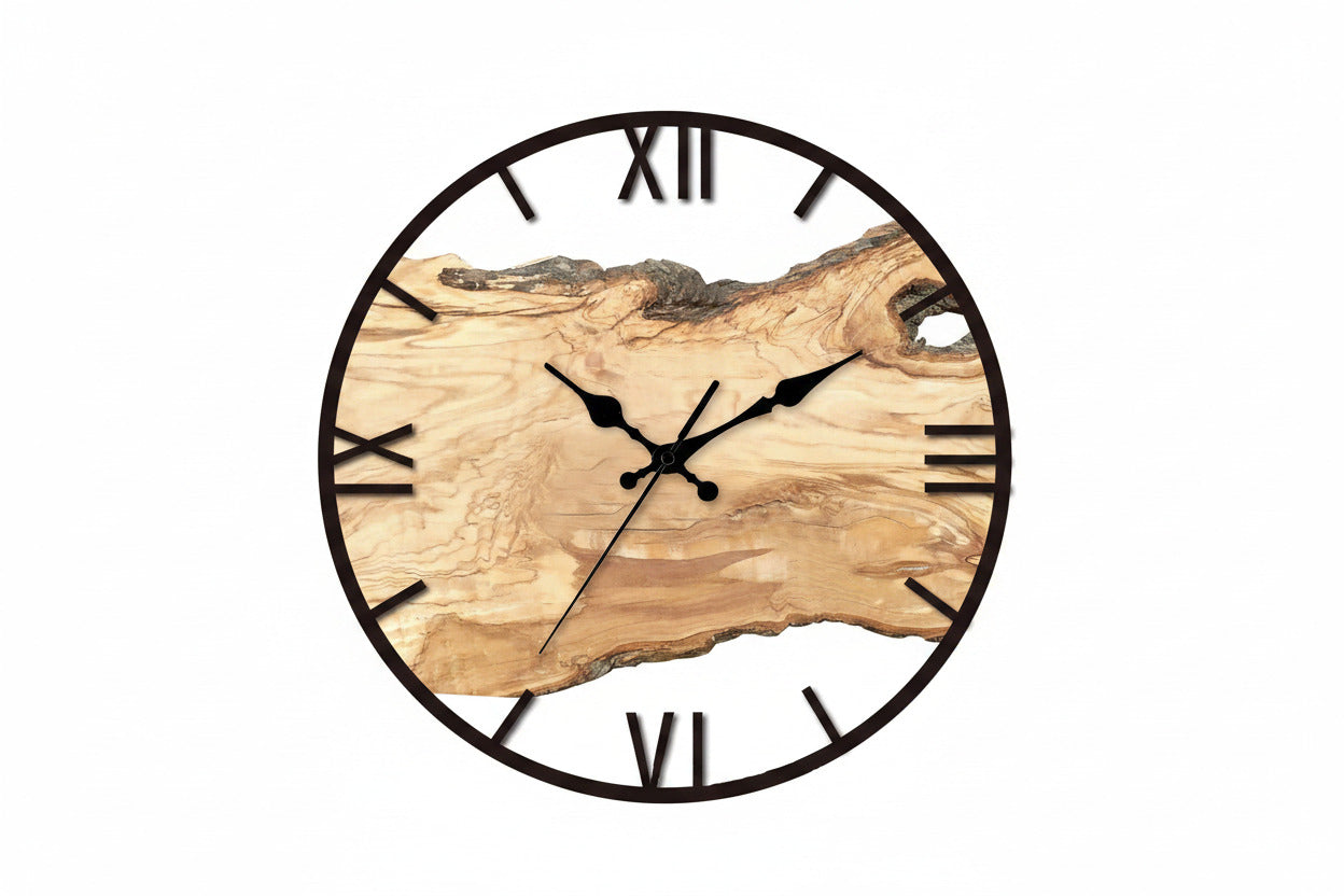 Rustic Wood Look Wall Clock with Silent Sweep