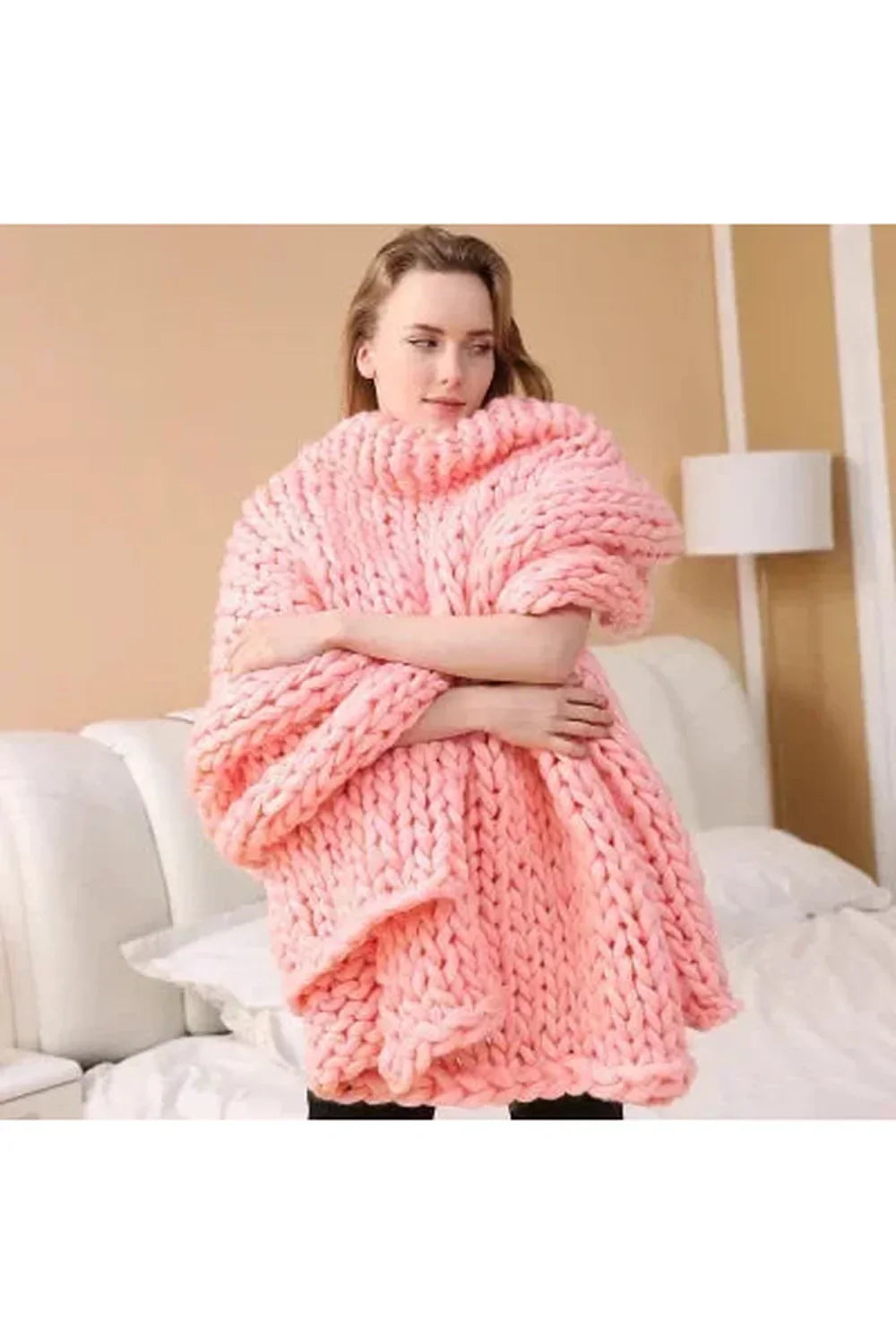 Soft Chunky Knit Blanket with Braided Texture
