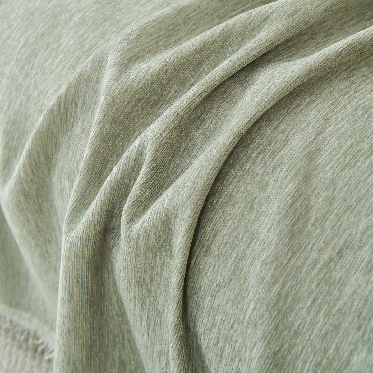 Solid Chenille Sofa Throw with Fringed Edge