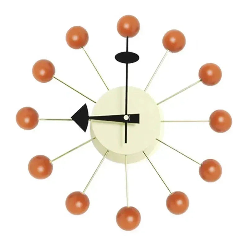 Mid-Century Ball Wall Clock Colorful Spokes